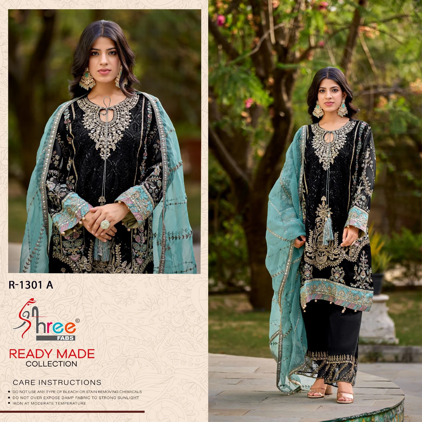 Shree Fabs 1301 Organza Wholesale Pakistani Readymade Salwar Suit Catalog — Wholesale Pakistani Suits, Shree Fabs wholesale from Surat — view 6